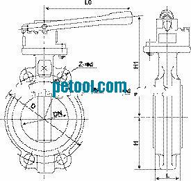DN50对夹式蝶阀（工作温度为-20℃≤t≤+120℃）