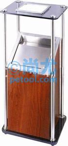 国产钢质立柱型木质纹面方形垃圾桶(L330*W250*H705mm)