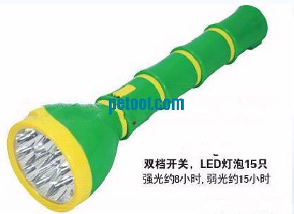 国产绿色竹型手柄充电式15LED手电筒(8-15h) 